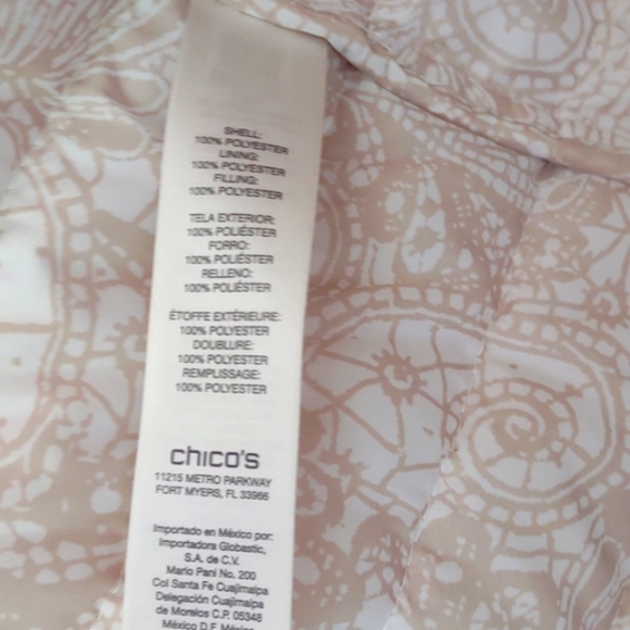 CHICO Jacket Top Quilt Light Dusty Pink Bead Rhinestone Regency Core Size Large - Picture 13 of 14